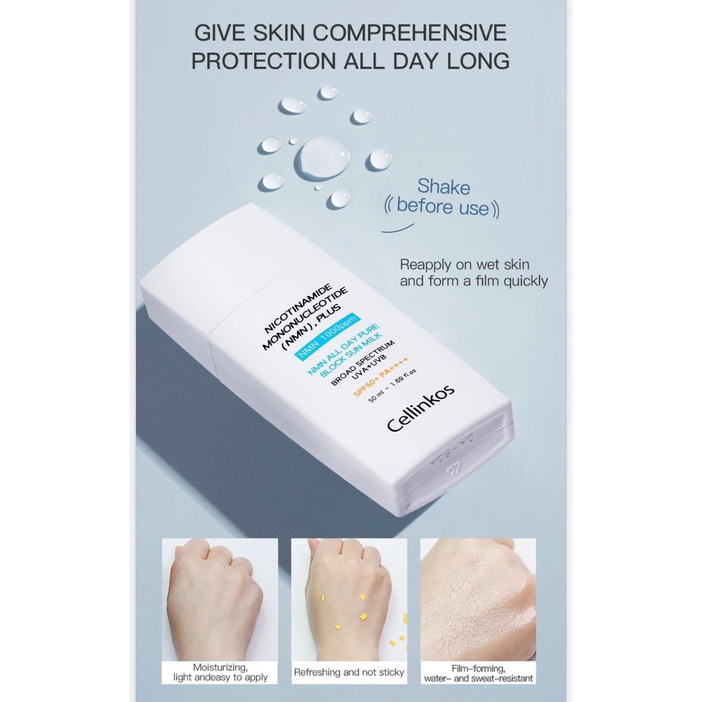 韓國 Cellinkos 臍帶血幹細胞抗衰老高效防曬霜SPF50PA++++ 50ml - La Fée Beauty