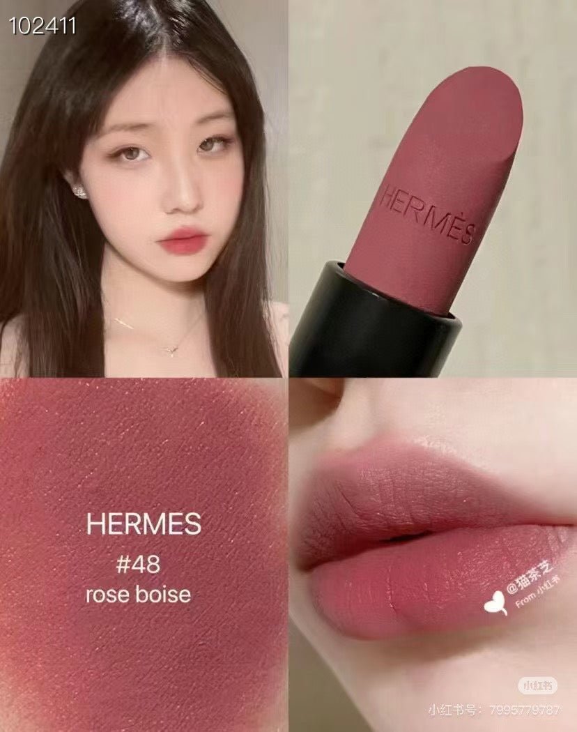 HERMES Matte lipstick 啞光唇膏系列 48 Rose Boisé 3.5g - La Fée Beauty