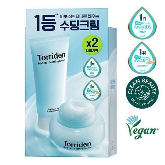 韓國 TORRIDEN 低分子透明質酸保濕舒緩面霜 Dive In Soothing Cream 1+1 限定套裝 (100ml+100ml) - La Fée Beauty