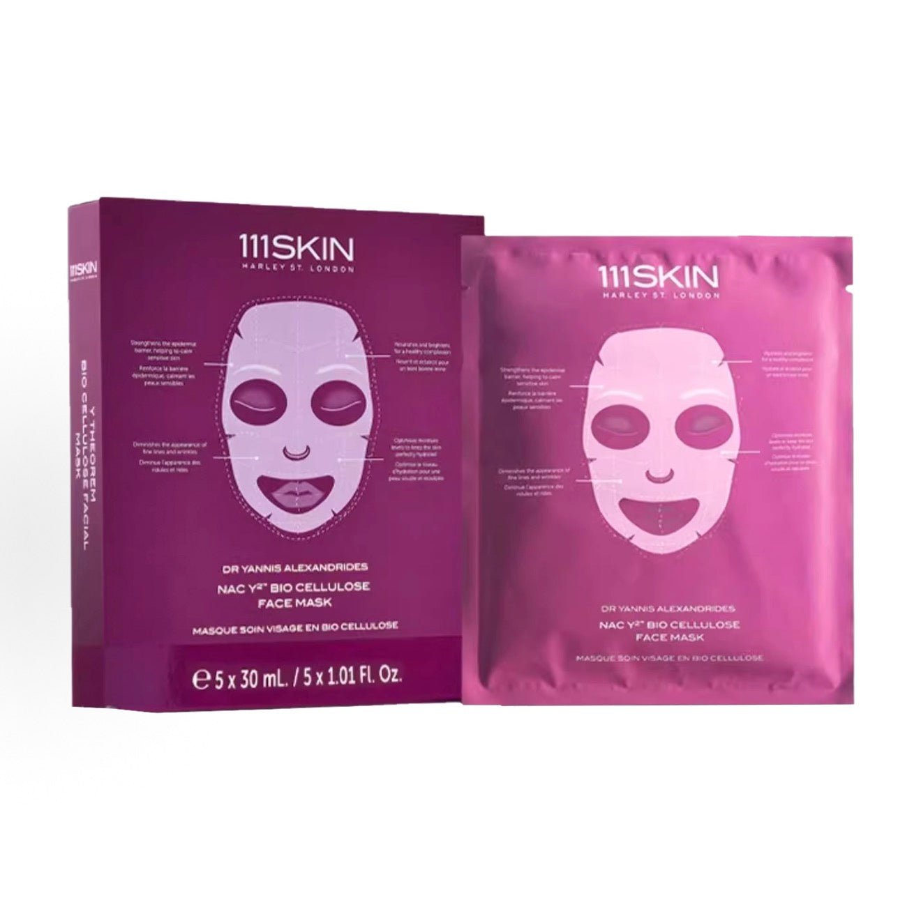 111SKIN Y THEOREM BIO CELLULOSE FACIAL MASK 紫鎏金面膜 舒緩 修護 補水 5片 - La Fée Beauty