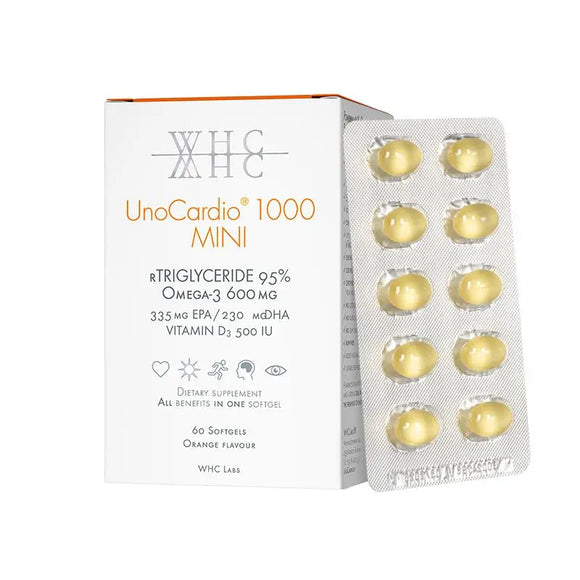 WHC UnoCardio®1000MINI 小金蛋 95%高純度深海魚油 迷你易吞版 60粒