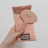 Gucci 古馳 粉色碎花系列 手持鏡配帆布收納袋