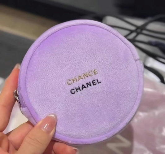 CHANEL 香奈兒 紫色邂逅圓餅化妝包 專櫃贈品