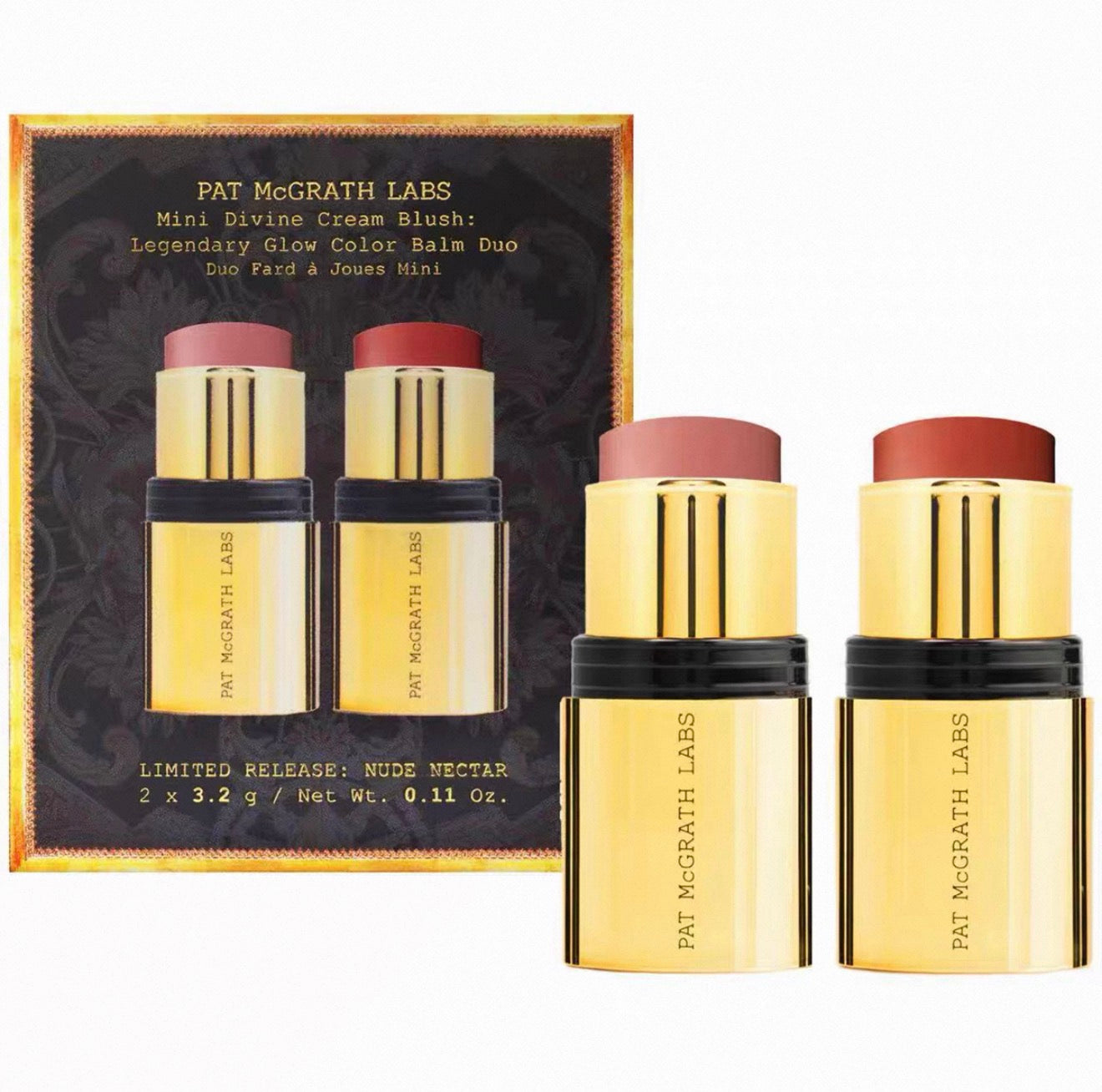 PAT Mcgrath Labs Mini Divine Cream Blush: Legendary Glow Color Balm Duo迷你奶油腮紅棒雙件組 #Nude Nectar 3.2g x 2