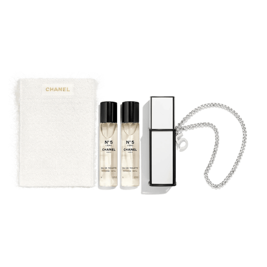 CHANEL 香奈兒 聖誕限定 N°5 L'EAU EAU DE TOILETTE REFILLABLE PURSE SPRAY 3 x 7ml - La Fée Beauty