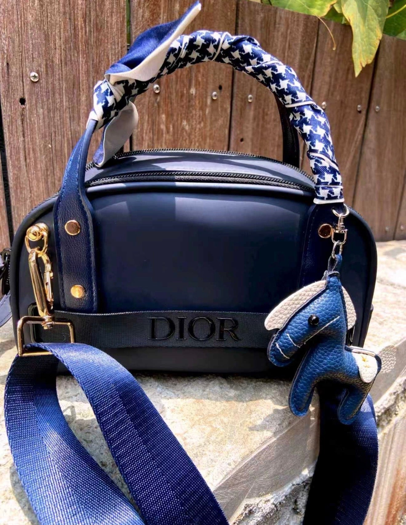 Dior 迪奧 Boutique Makeup Bag / Cosmetic Bag Remake & Customization 專櫃最新款 寶藍色防水雙拉鏈化妝袋 改裝訂製 - La Fée Beauty