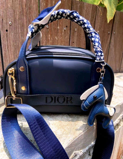 Dior 迪奧 Boutique Makeup Bag / Cosmetic Bag Remake & Customization 專櫃最新款 寶藍色防水雙拉鏈化妝袋 改裝訂製 - La Fée Beauty