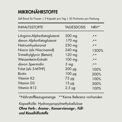 德國 Epigenics Zell Boost 微量營養素-女性細胞增強 細胞級抗老神器 60粒/一瓶 - La Fée Beauty