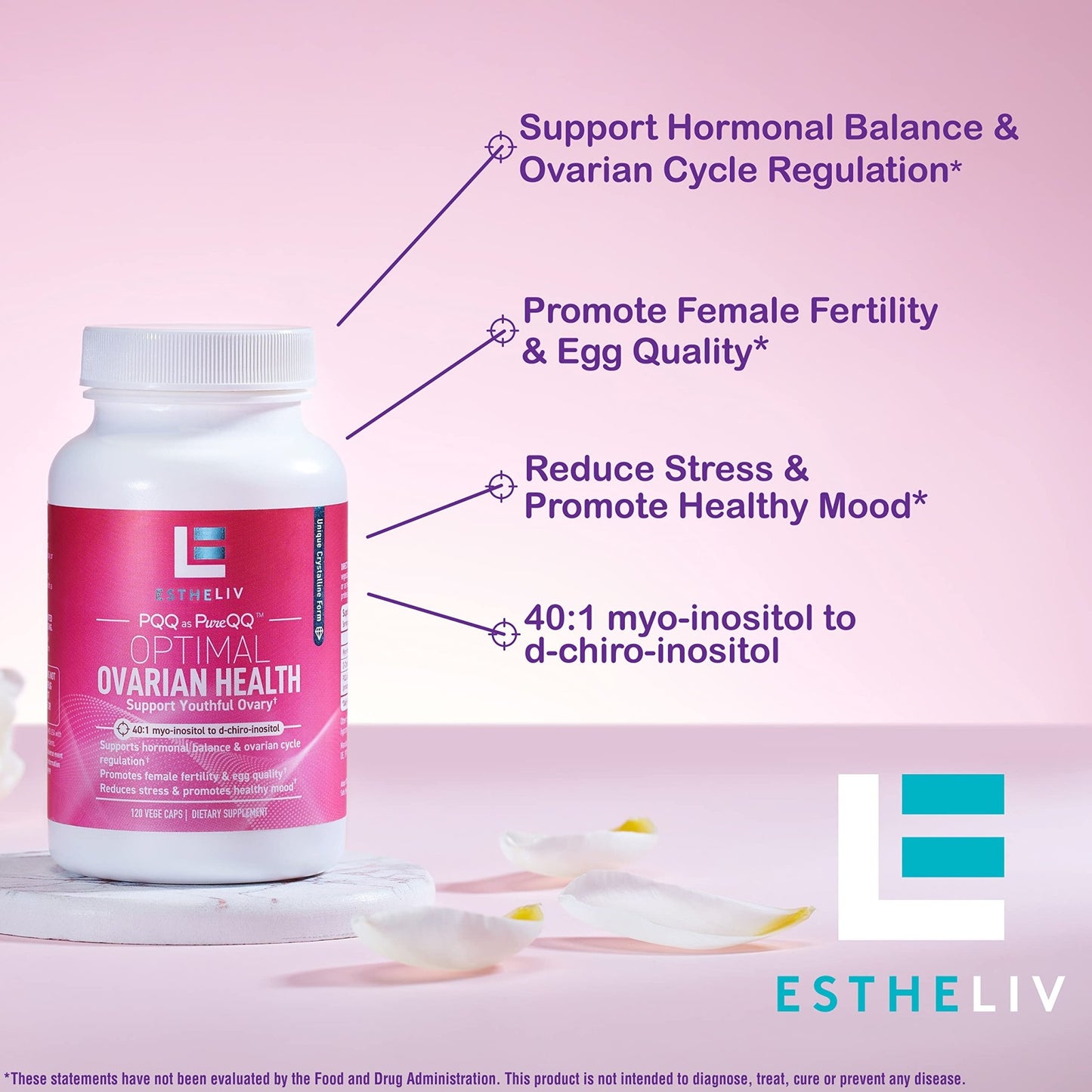 美國進口 ESTHELIV Optimal Ovarian Health 120 VegeCaps 卵巢保養片120粒 - La Fée Beauty