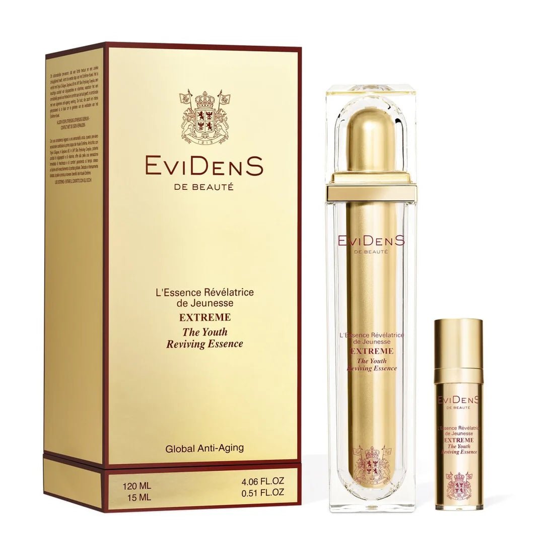 日本 EviDenS De Beaute THE YOUTH REVIVING ESSENCE EXTREME 臻金賦活煥顏精華液 120ml +15ml - La Fée Beauty