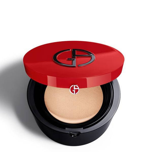 GIORGIO ARMANI 阿瑪尼 絲光輕透氣墊精華粉底氣 "My Armani to Go" SPF23 PA++ 漆光紅榖 - La Fée Beauty
