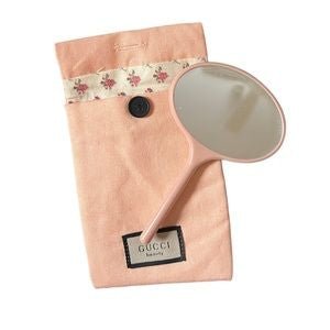 Gucci 古馳 粉色碎花系列 手持鏡配帆布收納袋 - La Fée Beauty
