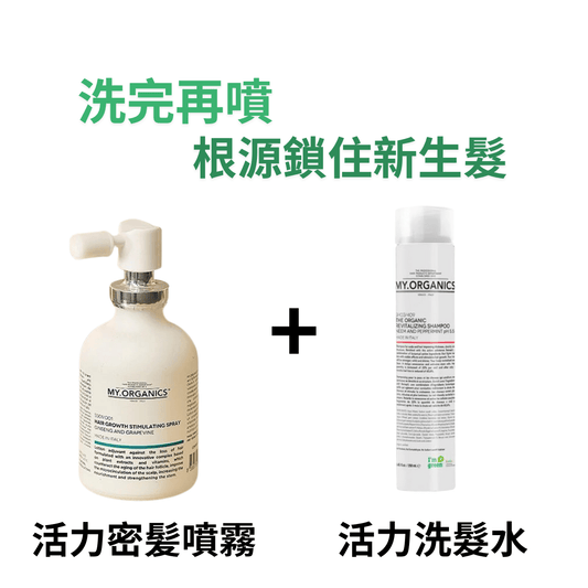 My Organics 再生活力防脫有機洗髮露 250ml + 抗脫髮頭髮生長噴霧 50ml - La Fée Beauty