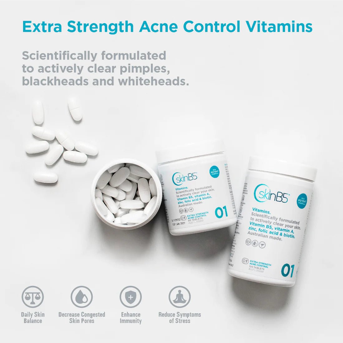 SkinB5 Extra Strength Acne Control Vitamins 特強痤瘡控製片 - La Fée Beauty
