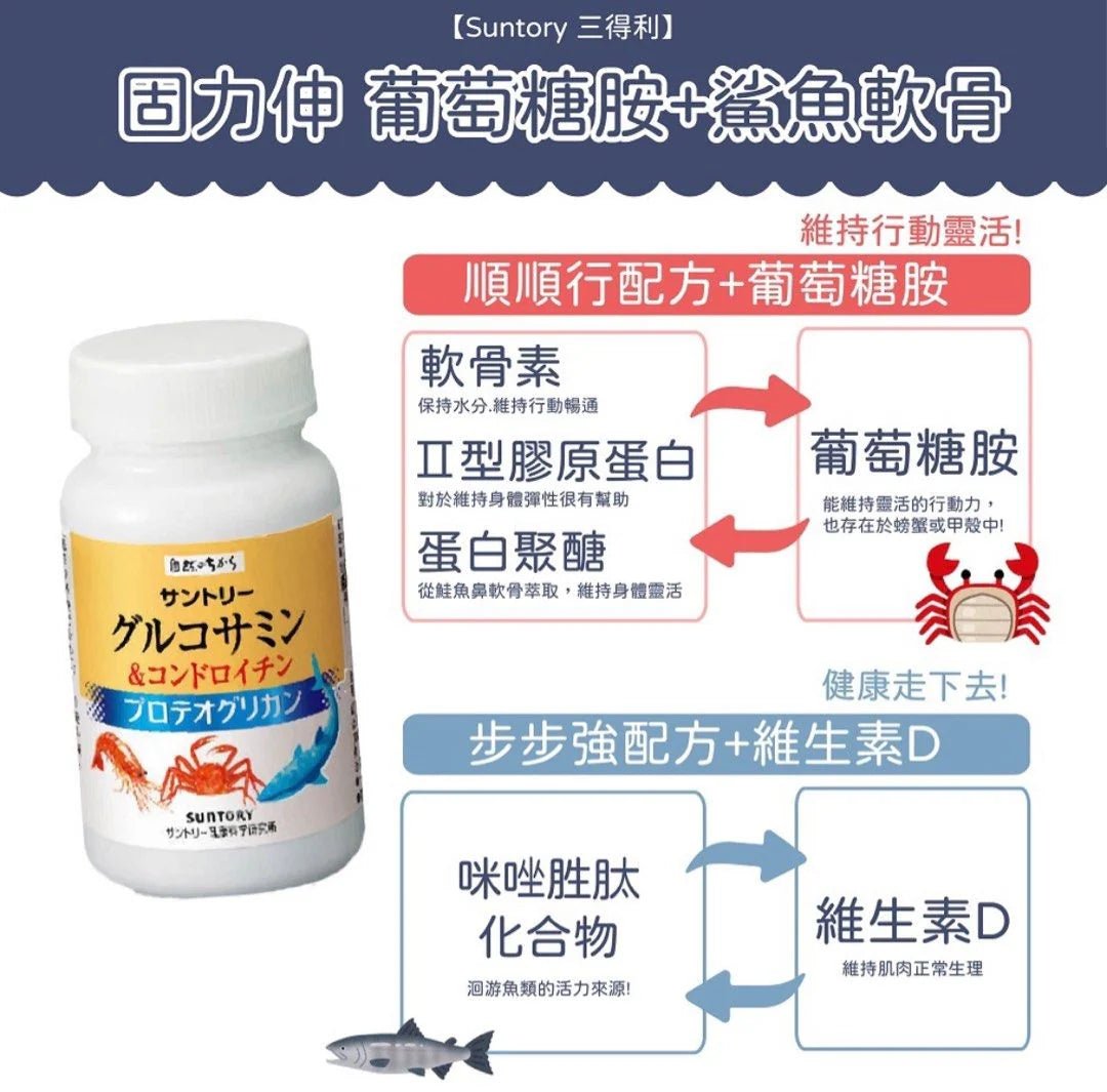 日本 Suntory 三得利 葡萄糖胺+鯊魚軟骨 180粒/30日 - La Fée Beauty