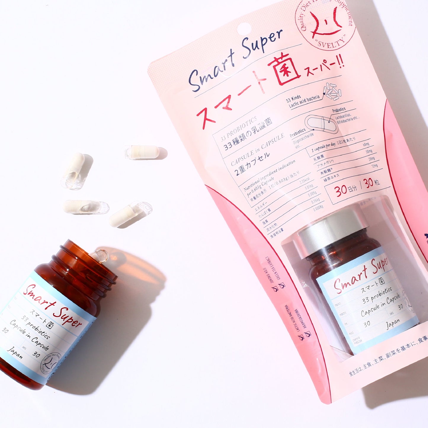 日本 SVELTY 33種類乳酸菌 菌の二重瘦雙重膠囊 Smart Super 30粒 30日份 - La Fée Beauty