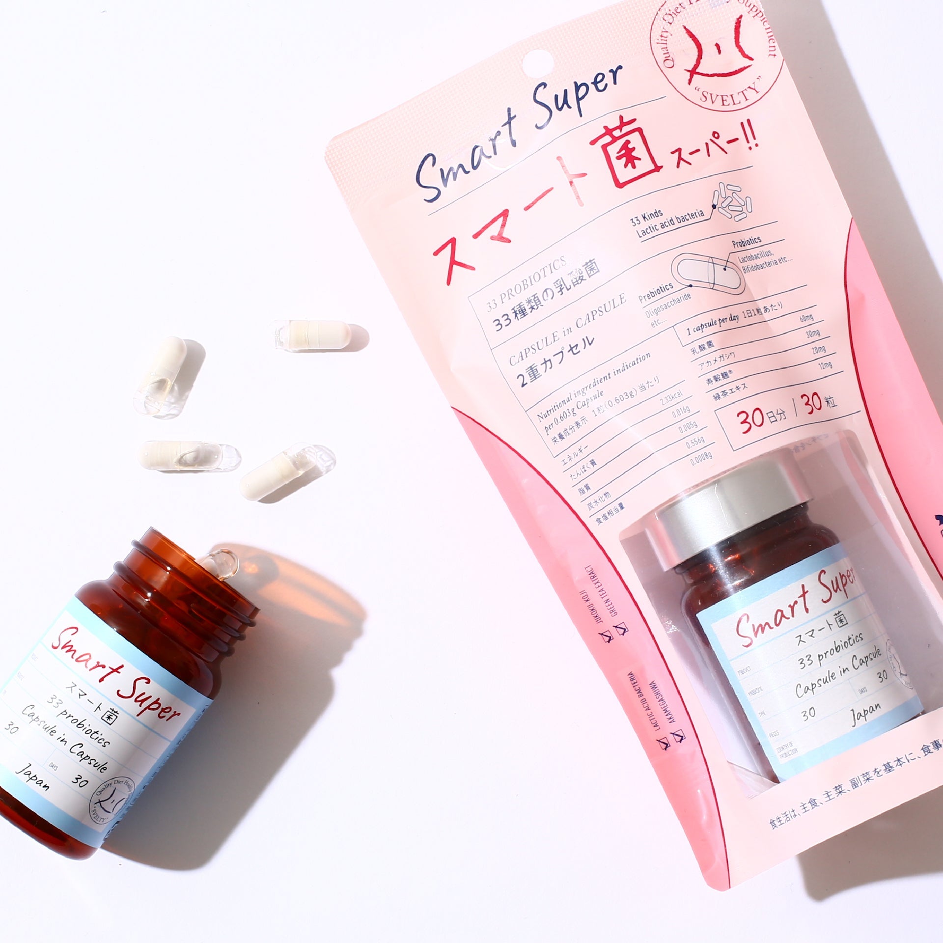 日本 SVELTY 33種類乳酸菌 菌の二重瘦雙重膠囊 Smart Super 30粒 30日份 - La Fée Beauty
