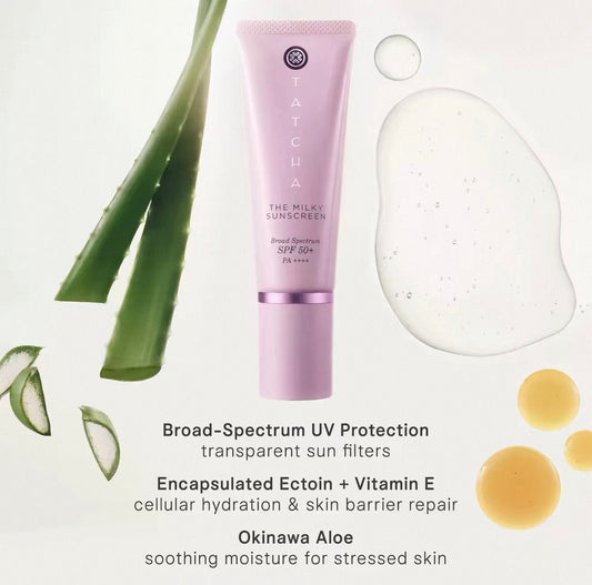 Tatcha The Milky Sunscreen Broad Spectrum SPF 50+ with Encapsulated Ectoin + Vitamin E 柔光奶感防曬乳SPF50+ - La Fée Beauty