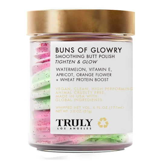 Truly Buns Of Glowry Smoothing Butt Polish 緊俏收臀 提升修護蜜桃臀 臀部磨砂膏 57g - La Fée Beauty