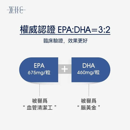 WHC UnoCardio®1000 + Vitamin D 小千金 95%高純度深海魚油+維他命D 60粒 - La Fée Beauty
