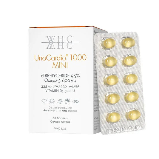 WHC UnoCardio®1000MINI 小金蛋 95%高純度深海魚油 迷你易吞版 60粒 - La Fée Beauty