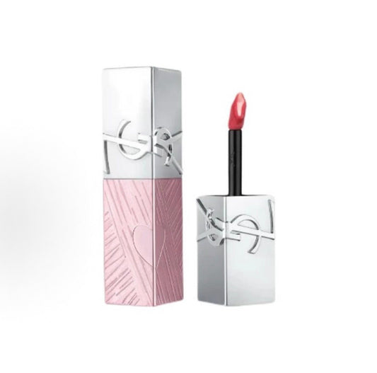 YSL 2026 七夕限定「LOVE LIGHT 粉銀燦光」系列 水光 易上色自然亮澤 5.5ml 445 野欲清桃 - La Fée Beauty