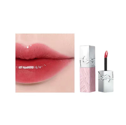 YSL 2026 七夕限定「LOVE LIGHT 粉銀燦光」系列 水光 易上色自然亮澤 5.5ml 445 野欲清桃 - La Fée Beauty