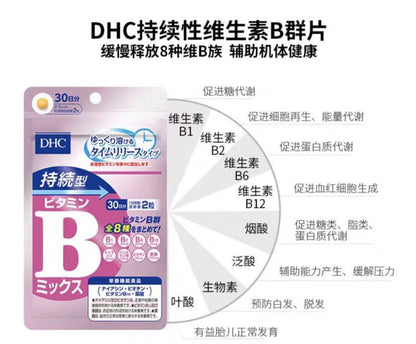 日本 DHC 蝶翠詩 持續型維生素B族片||30日量 230mg×60粒 - La Fée Beauty