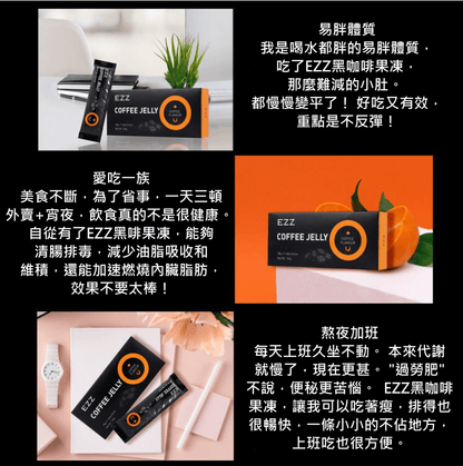 紐西蘭 EZZ 全新升級黑咖啡燒脂瘦身酵素果凍 一盒/7條 - La Fée Beauty