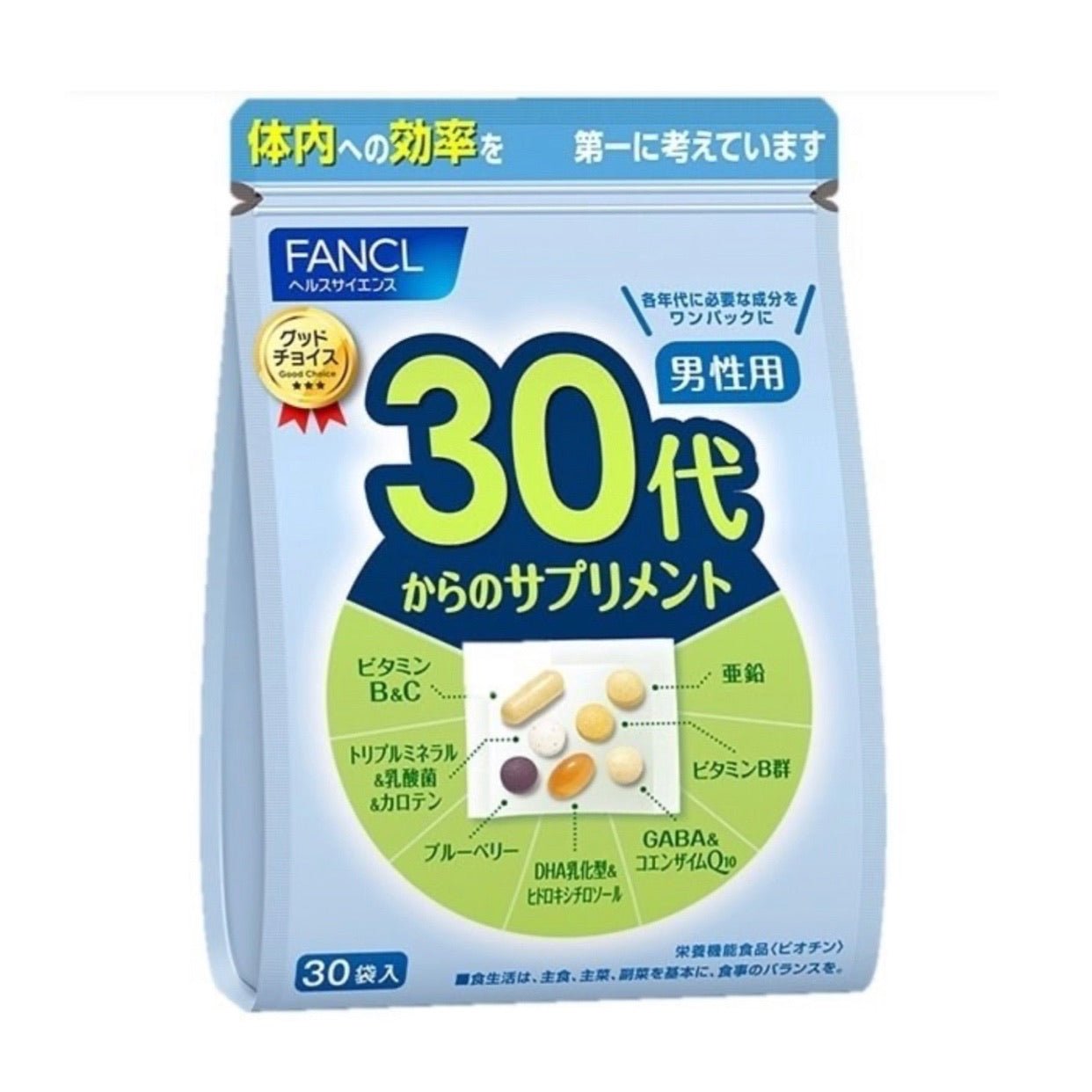 日本 FANCL 30代男性綜合營養維他命補充丸 30小包 - La Fée Beauty