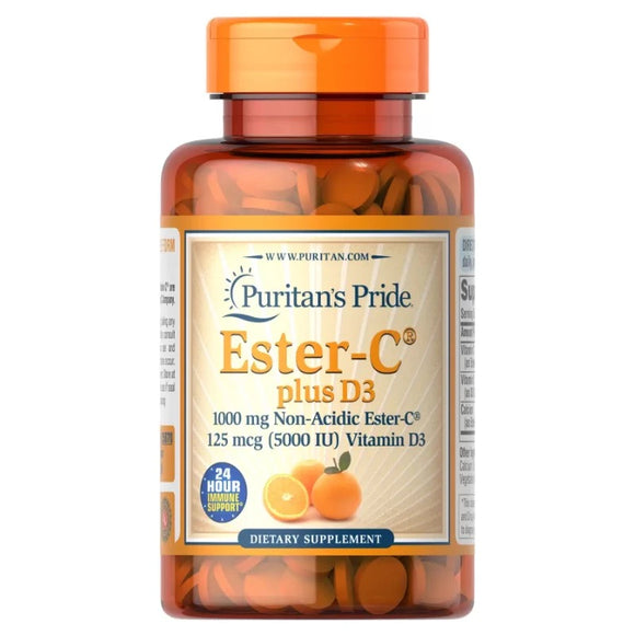 Puritan's Pride 普麗普萊 維生素C-1000mg +維生素D3-125mcg + 鈣-111mg 60粒