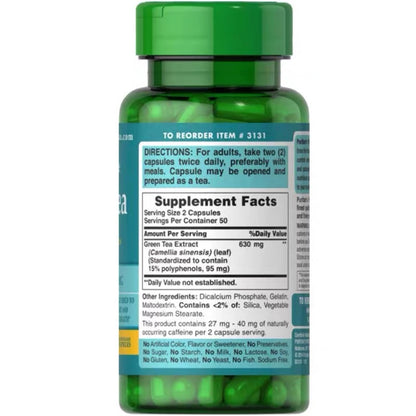 Puritan's Pride 普麗普萊 Green Tea Standardized Extract 315 mg 茶多酚315mg 100粒