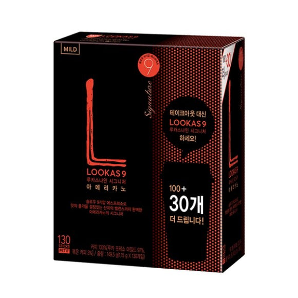 韓國 LOOKAS 9  中度烘焙美式純黑咖啡 無糖 1.15g x 130入