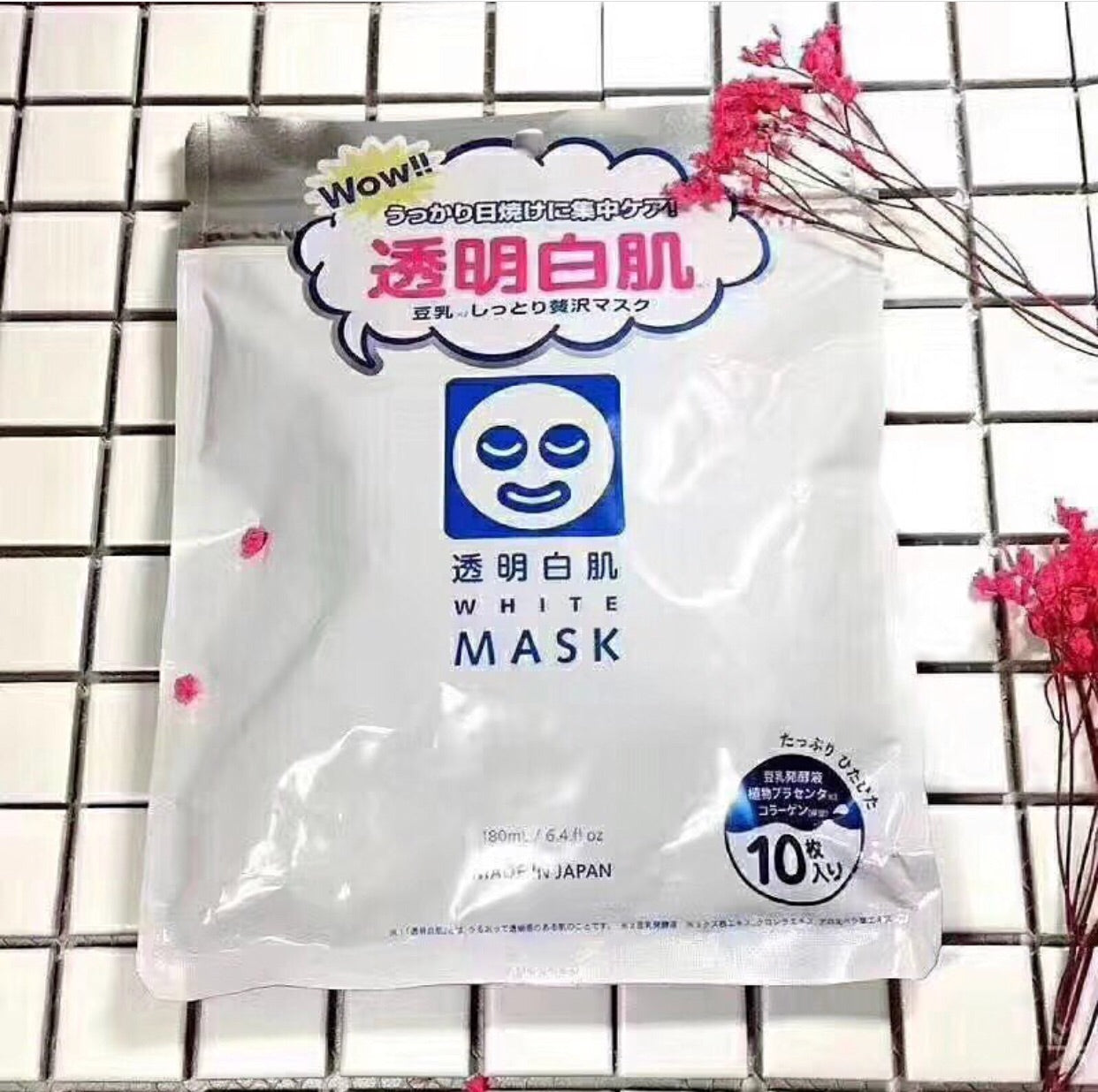 日本 本土 WHITEPACK 透明白肌美白修復面膜 10枚