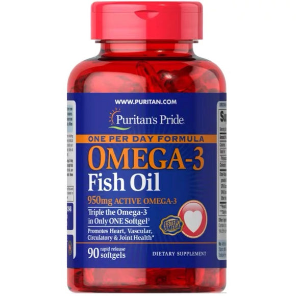 Puritan's Pride 普麗普萊 Omega-3 Fish Oil 1360 Mg (950 Mg Active Omega-3)  Omega-3 魚油 1360 mg 90 粒