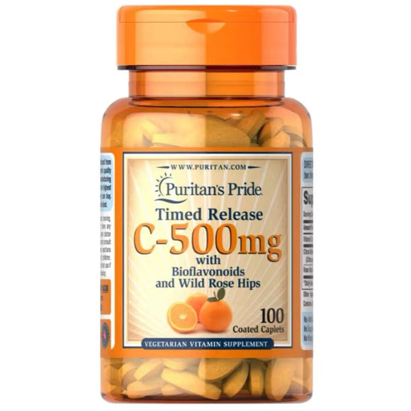 Puritan's Pride 普麗普萊 維生素C-500mg 長效釋放配方 (含生物異黃酮和天然玫瑰果） 100粒