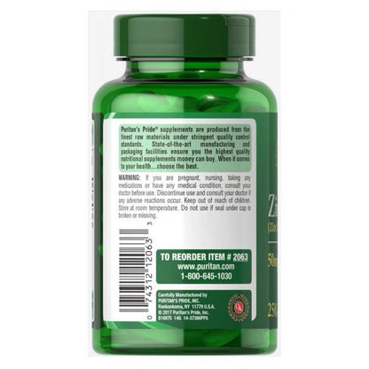 Puritan's Pride 普麗普萊 鋅營養片加強免疫力50mg 250粒 - La Fée Beauty