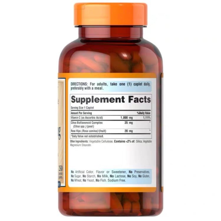 Puritan's Pride 普麗普萊 維生素C-1000mg 長效釋放配方 (含生物異黃酮和天然玫瑰果） 250粒 - La Fée Beauty