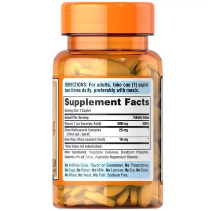 Puritan's Pride 普麗普萊 維生素C-500mg 長效釋放配方 (含生物異黃酮和天然玫瑰果） 100粒 - La Fée Beauty