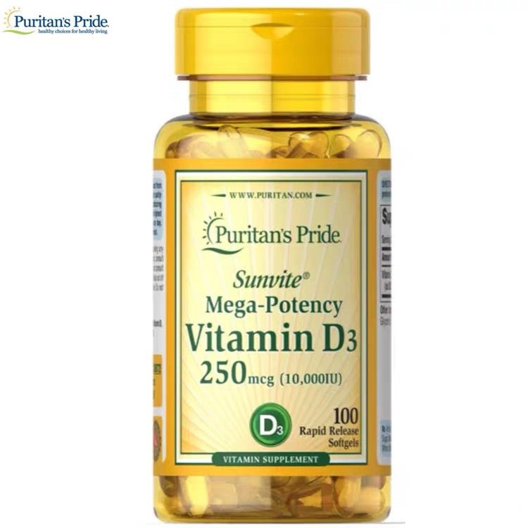 Puritan's Pride 普麗普萊 維生素 D3軟膠囊250 mcg 100 粒（10,000 IU ） - La Fée Beauty