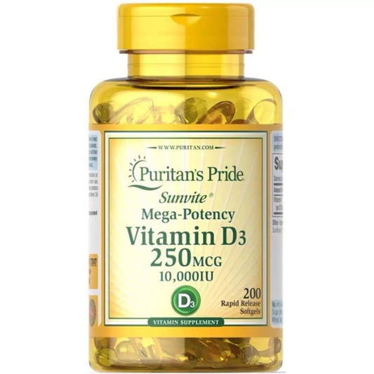 Puritan's Pride 普麗普萊 維生素 D3軟膠囊250 mcg 200 粒（10,000 IU ） - La Fée Beauty