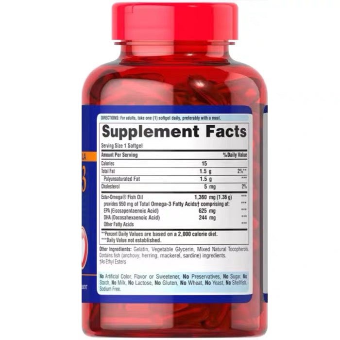 Puritan's Pride 普麗普萊 Omega-3 Fish Oil 1360 Mg (950 Mg Active Omega-3) Omega-3 魚油 1360 mg 90 粒 - La Fée Beauty