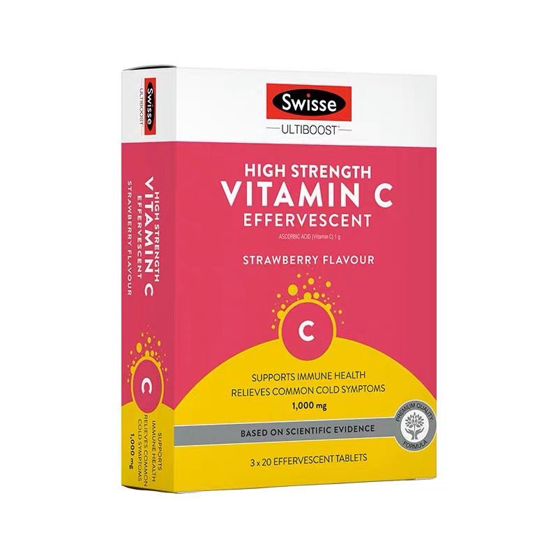 澳洲 Swisse Ultiboost 高濃度維他命 C 泡騰片 士多啤梨味 60片 - La Fée Beauty