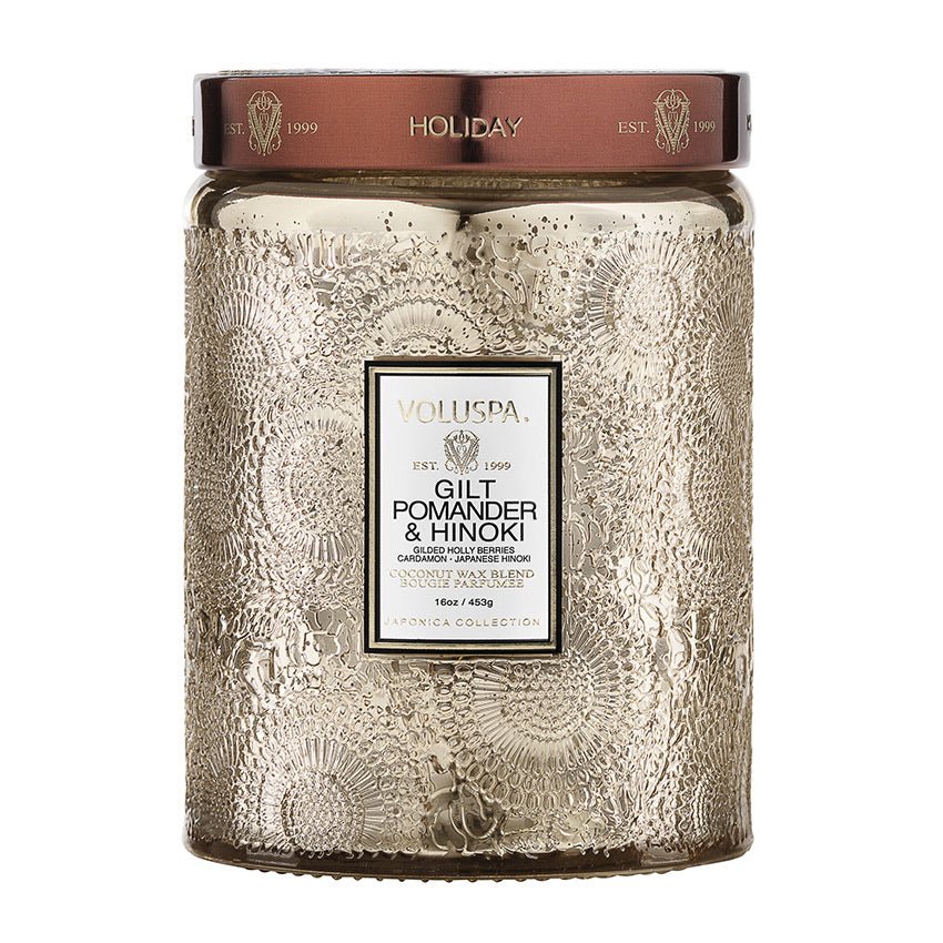 Voluspa | Gilt Pomander & Hinoki 黃金香囊&檜木 16oz - La Fée Beauty